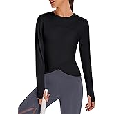 BMJL Womens Workout Tops Black Long Sleeve Shirts Fall Yoga Hiking Tshirts Cute Crop Tops Gym Thumb Hole