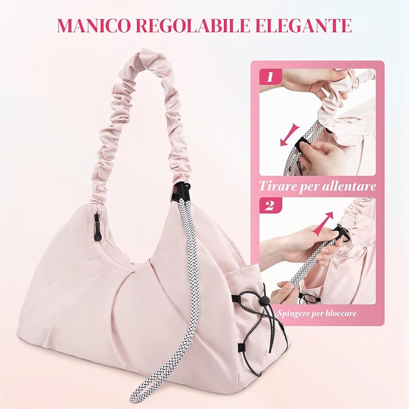 Borsone Sportivo Donna, Piccola Borsa Palestra con Scomparto per Scarpe, Impermeabile Borsa da Viaggio, Borsone Yoga, Weekend Borsa a tracolla Per Sport, Nuoto, Viaggio