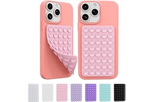 YQZJJJUST 2 Pack Silicone Octo Cup Buddy Sticky Grip Holder for Cellphone, Silicone Suction Cup Phone Case Mount Double Sided, Hands-Free Phone Accessories Strong Grip Holder for Selfie and Video (Light Pink)