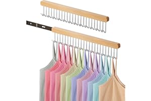 UgyDuky 2Pack Pull-Out Belt Hanger for Closet – Closet Valet Rods Wall-Mounted Tank Top & Bra Organizer, Sliding Multi-Hook C