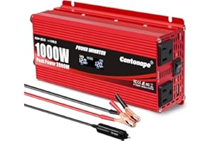 Cantonape 1000W Car Power Inverter DC 12V to 110V/120V AC Converter with LCD Display 2 AC Outlets 3.0A USB and Type-C Car Charger Adapter for Car Home Laptop Truck
