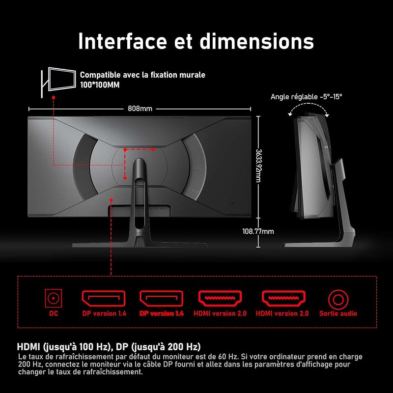 Monitor Gaming Curvo 34 Pulgadas, UWQHD, 3440×1440p, 200Hz — foto 8 de 8