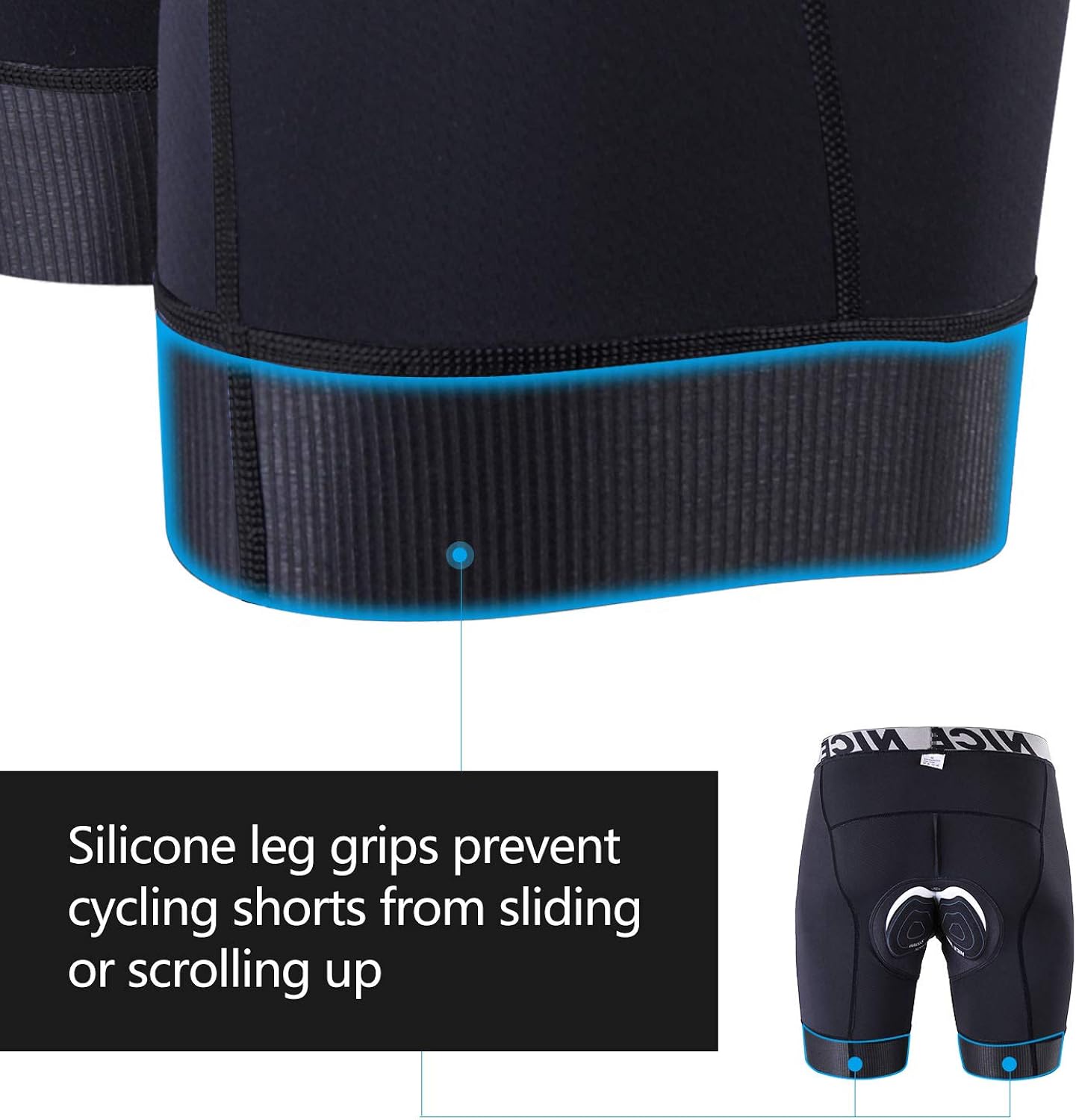 NICEWIN Men's Cycling Shorts Underwear MTB Bike Motorcycle Compression Pants with Wider 3D Pad 1.8 Inch Antislip Leg Opening: Clothing