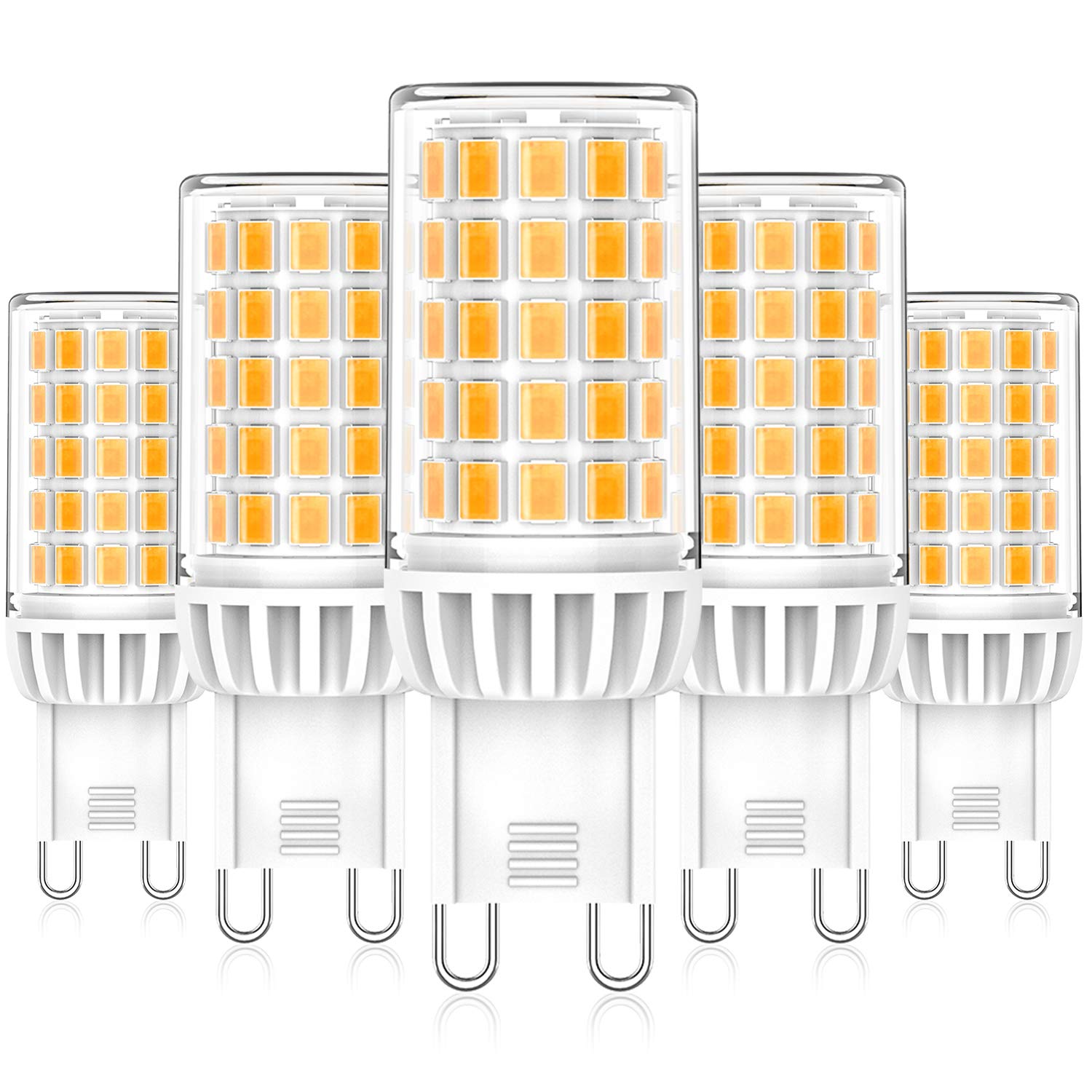 Eco.Luma G9 LED Bulbs Warm White 2700K, 6W Replacement for 50W 60W Halogen Lamps, No Flickering 360° Beam Angle LED G9, Non Dimmable AC 220-240V, Pack of 5