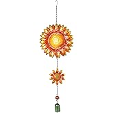 Sunset Vista Designs 14166 Hanging Decoration Garden Bell, Warm Orange and Golden Yellow with Amber 26.5 x 7.5