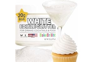 SWEETS & TREATS BOUTIQUE Bulk 20g White Edible Glitter for Drinks | Premium Edible Glitter for Cakes, Cocktails, White Cake Decorating Decorations Food Grade, Vegan, Kosher, Halal, Gluten Free - Made in USA