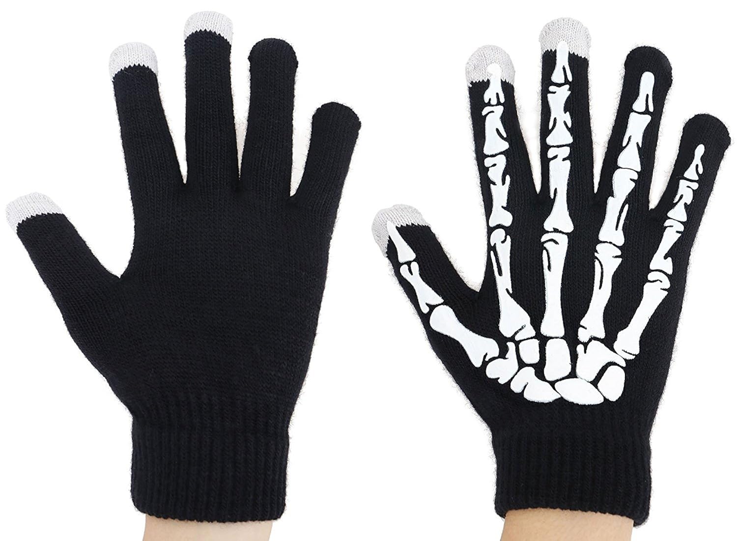 Unisex Skeleton Gloves Glow in the Dark Touchscreen Knit Gloves
