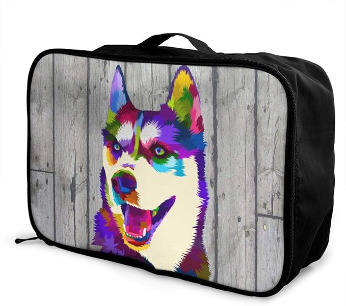 Bolsa de Viaje,Plegable Ligero Bolso Equipaje, Siberian Husky Dog