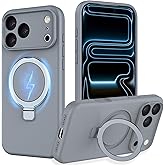 IYH Magnetic Case for iPhone 17 Pro Max 6.9" with Invisible Stand [16FT Military Protection] Liquid Silicone Cover, Gray