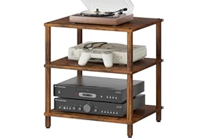 LELELINKY 3-Tier AV Media Player Stand, brown Stereo Cabinet, Modern Stereo Cabine,Game Console Shelf,Wooden TV Stand,Multifunctional Entertainment Center, Suitable for Home, Conference Room, Game Studio