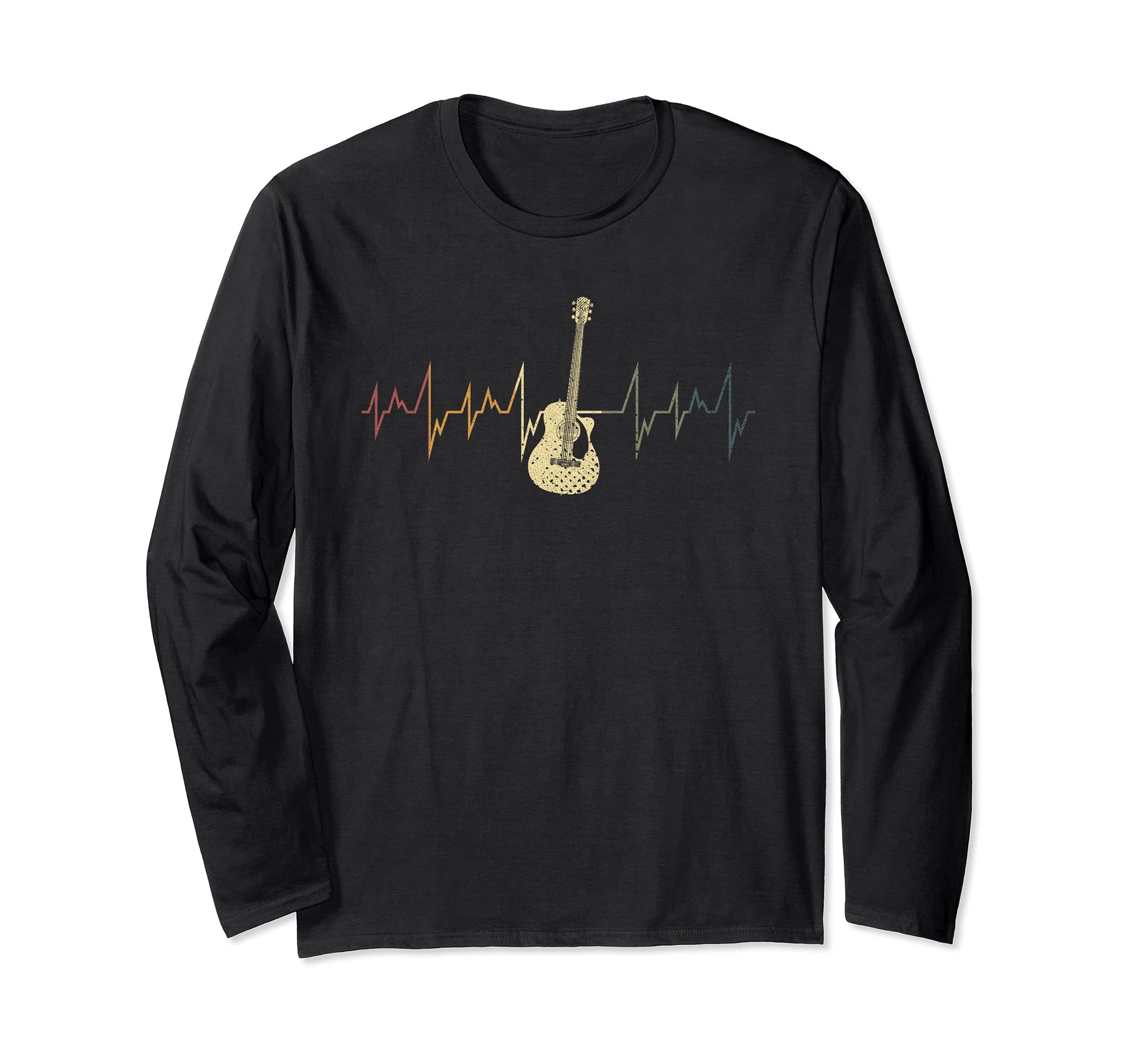 Musician Acoustic Guitar Player Guitarist Heartbeat Guitar Long Sleeve T-Shirt