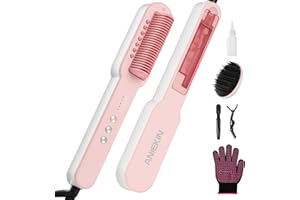 Aniekin 3 in 1 Steam Hair Straightener Brush, 4 Temp Settings & Steam Reduces Damage, Nourishes Hair, and Expedites Straightening, Dual Voltage, Professional Styling Tools