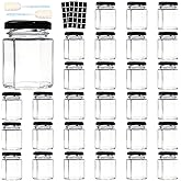 Comrzor 3 OZ Mini Hexagon Glass Jars, 30 Pack Empty Honey Jars Small Spice Jars with Black Lids, Sponge Brushes and 40pcs Lab