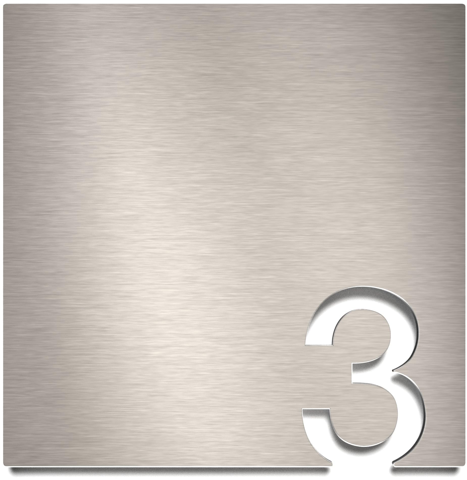 INOXSIGN Z.03.003.E Stainless Steel Room Number 3 Self-Adhesive and Easy Care Design Room Number