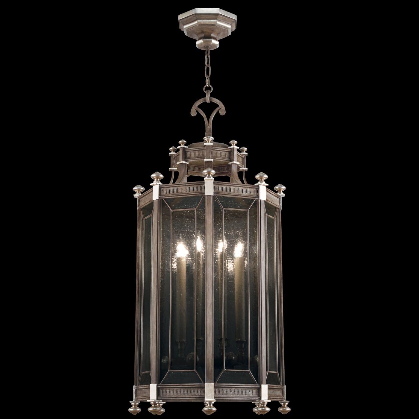 Fine Art Lamps 807640, Villa Vista Blown Glass Lantern Pendant, 8 Light, 160 Watts, Driftwood