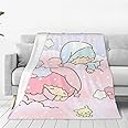 Kawaii Cartoon Blanket Throw Soft and Plush Fuzzy Blanket for Sleep Little Twin Stars Anime Print Blanket for Girls Women 50x40 Inches