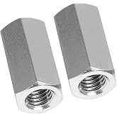Seimneire 2 Pcs M8 x 1.25 Pitch 25mm Length Hex Coupling Nut 13mm Width | Stainless Steel, Nuts Connector Nut, Rod Coupling Nuts, Hexagon Nut Threaded Coupling Nut Replacement, Metric