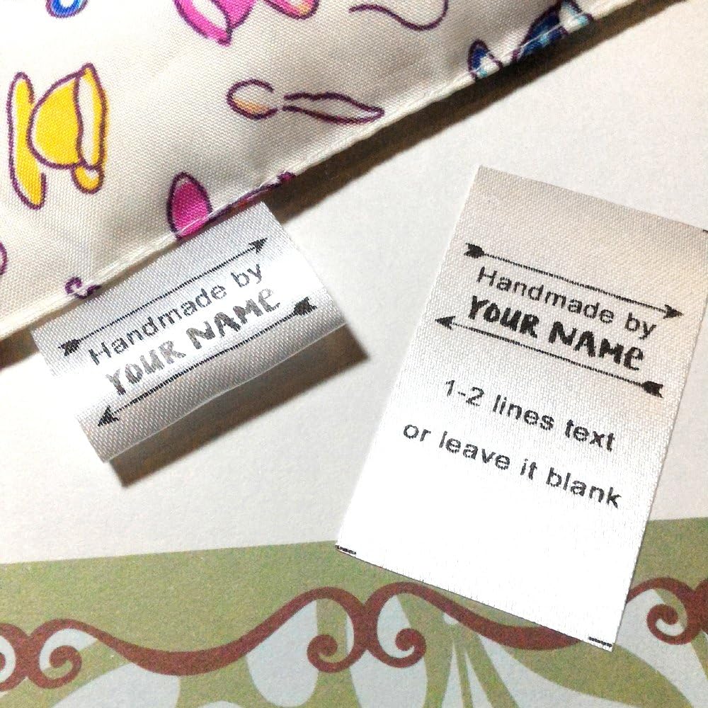 100 Pcs Thread Design Custom Text Logo Personalized Sewing Hanging Satin Ribbon Clothing Labels Folding Name Washable Wash Care Label Sewing Project Kits