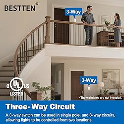 BESTTEN 10 Pack 3-Way Decorator Light Switch, 15A