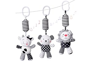 rolimate Baby Toy Cartoon Animal Stuffed Hanging Rattle Toys, Baby Bed Crib Car Seat Travel Stroller Soft Plush Toys with Wind Chimes, Best Birthday Gift for Newborn 0-18 Month