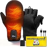 UNCN Heated Gloves for Men and Women, Winter Warm | 3000mAh Rechargeable Battery | Full & Half Hands Warmer for Cold Winter Work Arthritis Pain Relief