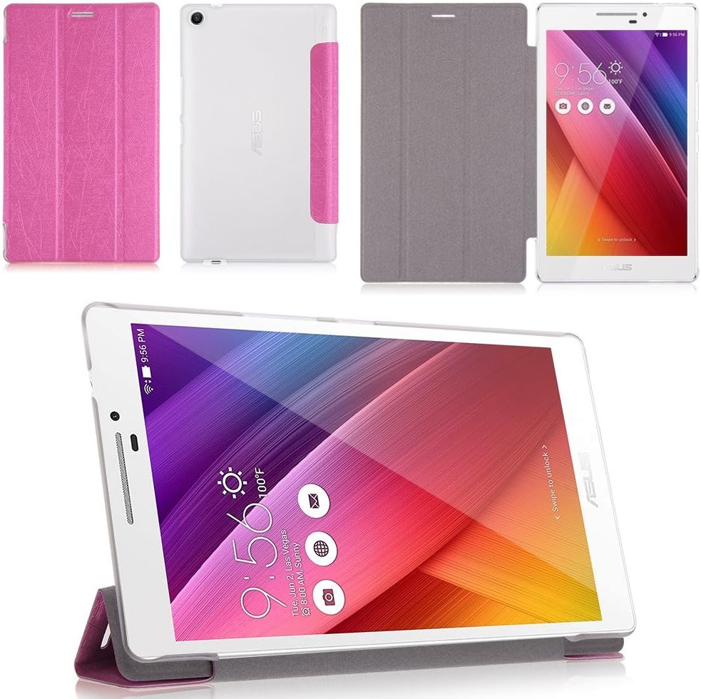 3 Folding Folio PU Leather Case Stand Protector Cover For Asus ZenPad 7.0 Z370CG Rose Red