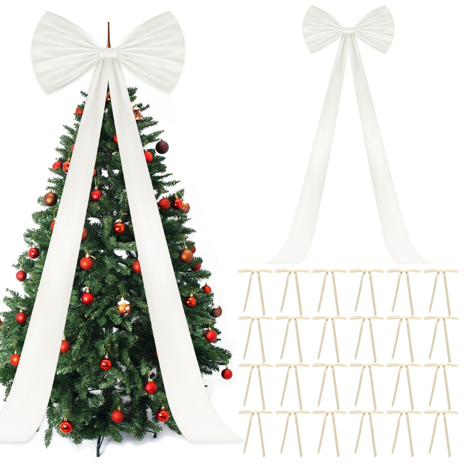 Photo 1 of *Missing Parts* Daifunli 71 x 20 Inch Giant White Bow Christmas Tree Topper Velvet Christmas Bow Extra Large Xmas Tree Topper Decor for Holiday and Home Wreath Wall Backdrop Decor
