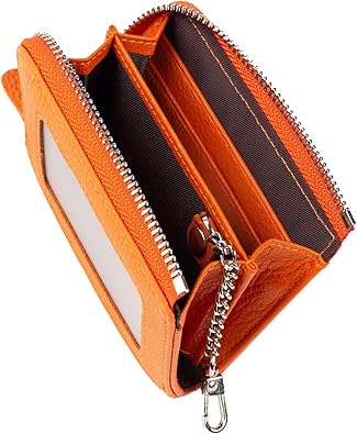 Amazon Shoebill パスケース 定期入れ 小銭入れ メンズ レディース コインケース レザー 本革 キーチェーン オレンジ 定期 入れ