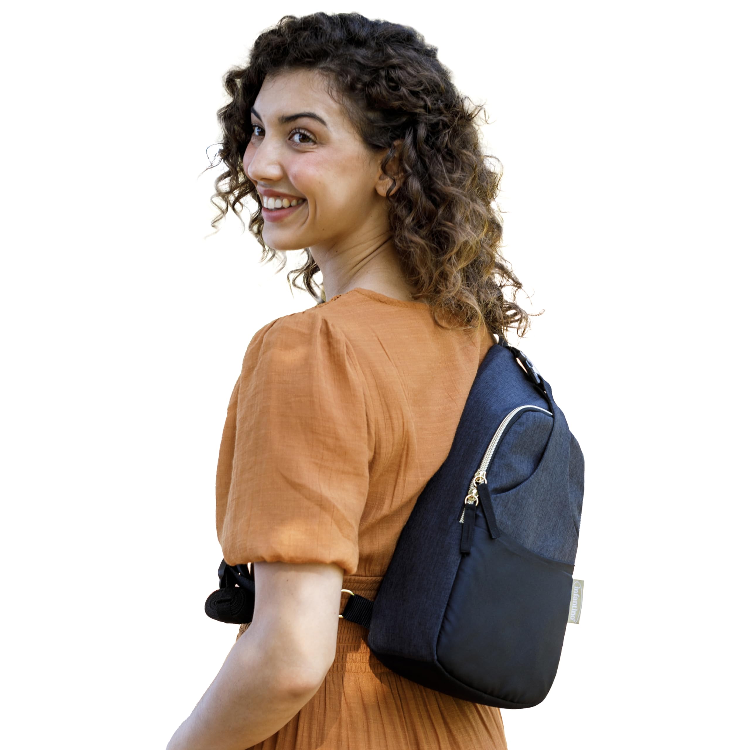Infantino Crossbody Diaper Bag – Lightweight, Spacious & Stylish for On-the-Go Parents, Black