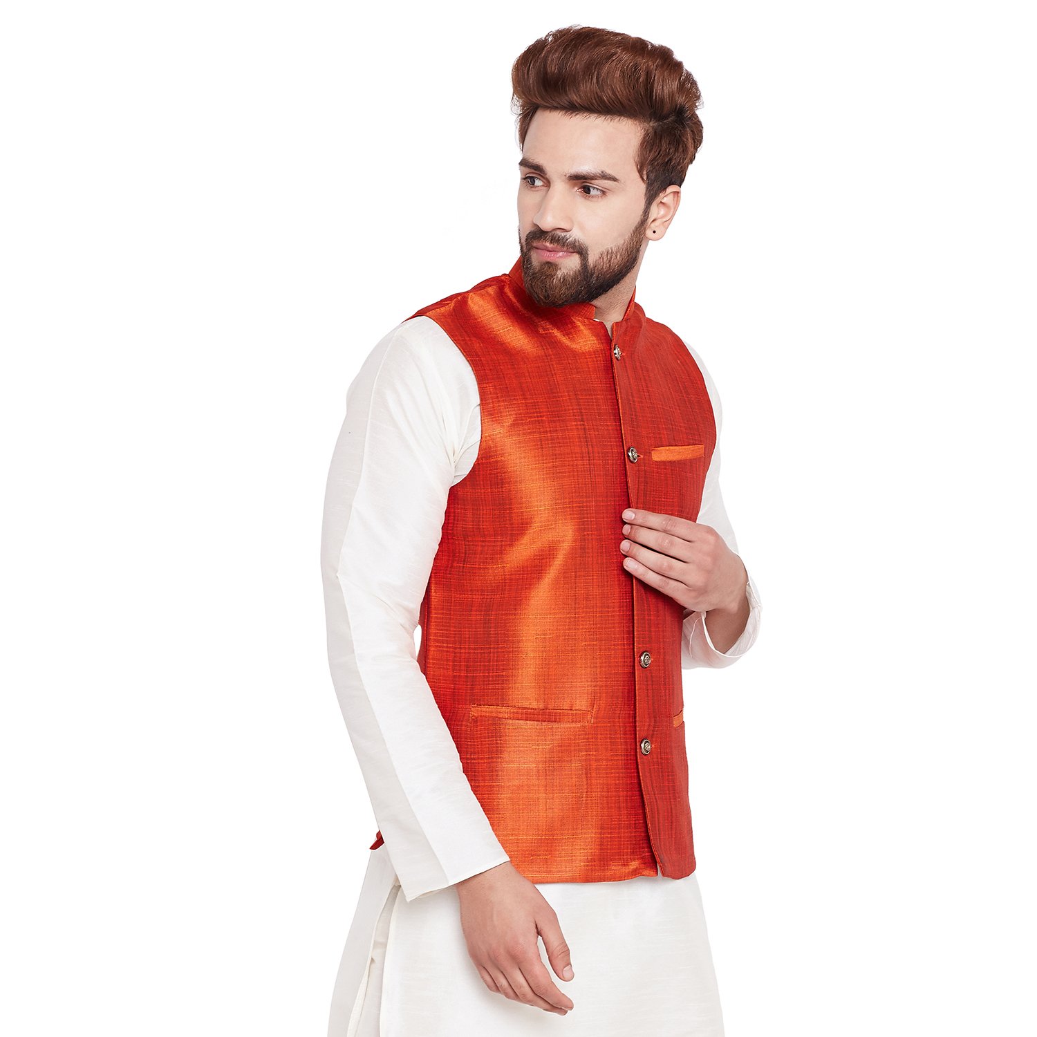 sojanya (since 1958) mens dupion silk designer only nehru jacket