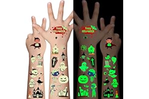 Awinmay Luminous Halloween Temporary Tattoos for Kids - 360 Pieces Halloween Glow In The Dark Tattoos for Boys and Girls,Bulk Halloween Prizes Treat or Trick Party Favor Goody Bag Stuffers 20 Sheets