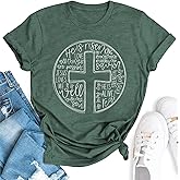 LAWOZZOS He is Risen Shirt Womens Easter Shirt Cross Graphic Tee Christian T-Shirt Tops