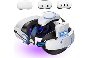 Kawaye for Meta Quest 3S/3/2 Head Strap with 7500mAh Hot-Swap Battery for 3-4H Playtime,Double Knobs Adjustable VR Headset Strap with Large Support Pad Enhanced Support&Comfort