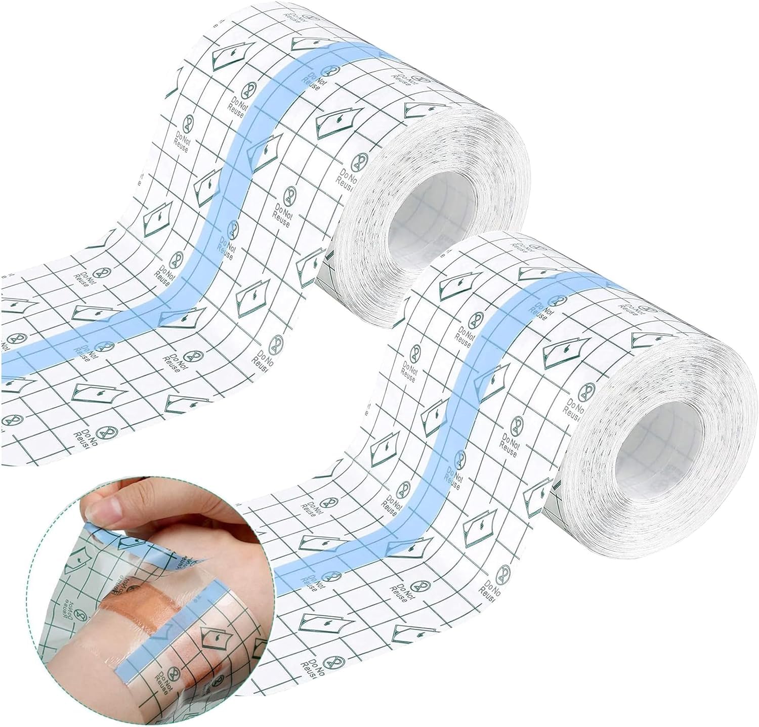 Photo 1 of 2 Rolls Transparent Stretch Adhesive Bandage, BetterJonny Waterproof Clear Protective Adhesive Bandages Dressing Tape for Swimming and Shower (4 inch×10.94 Yard)