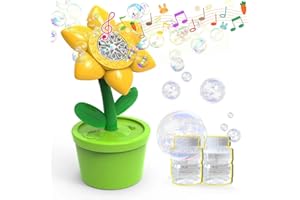 Automatic Bubble Machine for Kids Sun Flower Bubbles Maker with 2 Bottles of Bubble Refill Kids Dogs Pets Toys for Outdoor To