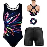 MODAFANS Gymnastics Leotards for Girls With Shorts Tumbling Dance Combined Racerback Activewear 4-13Years
