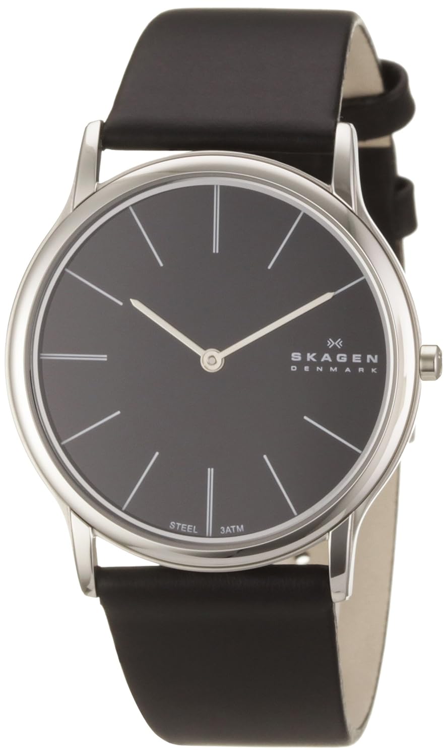 Skagen Mens Ultra Slim Watch 858XLSLB With Leather Strap Skagen