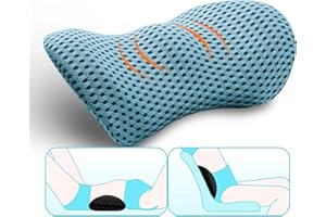 MIKIROY Lumbar Support Pillow for Office Chair and Car Seat, Memory Foam Lower Back Pillow, Neo Cushion for Low Back Pain Relief (Blue, Mesh)