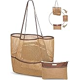 ToKismet Mesh Beach Tote Bag Packable,2026 New 2-in-1 Large Lightweight Foldable Beach Bags with Multiple Pockets for Women