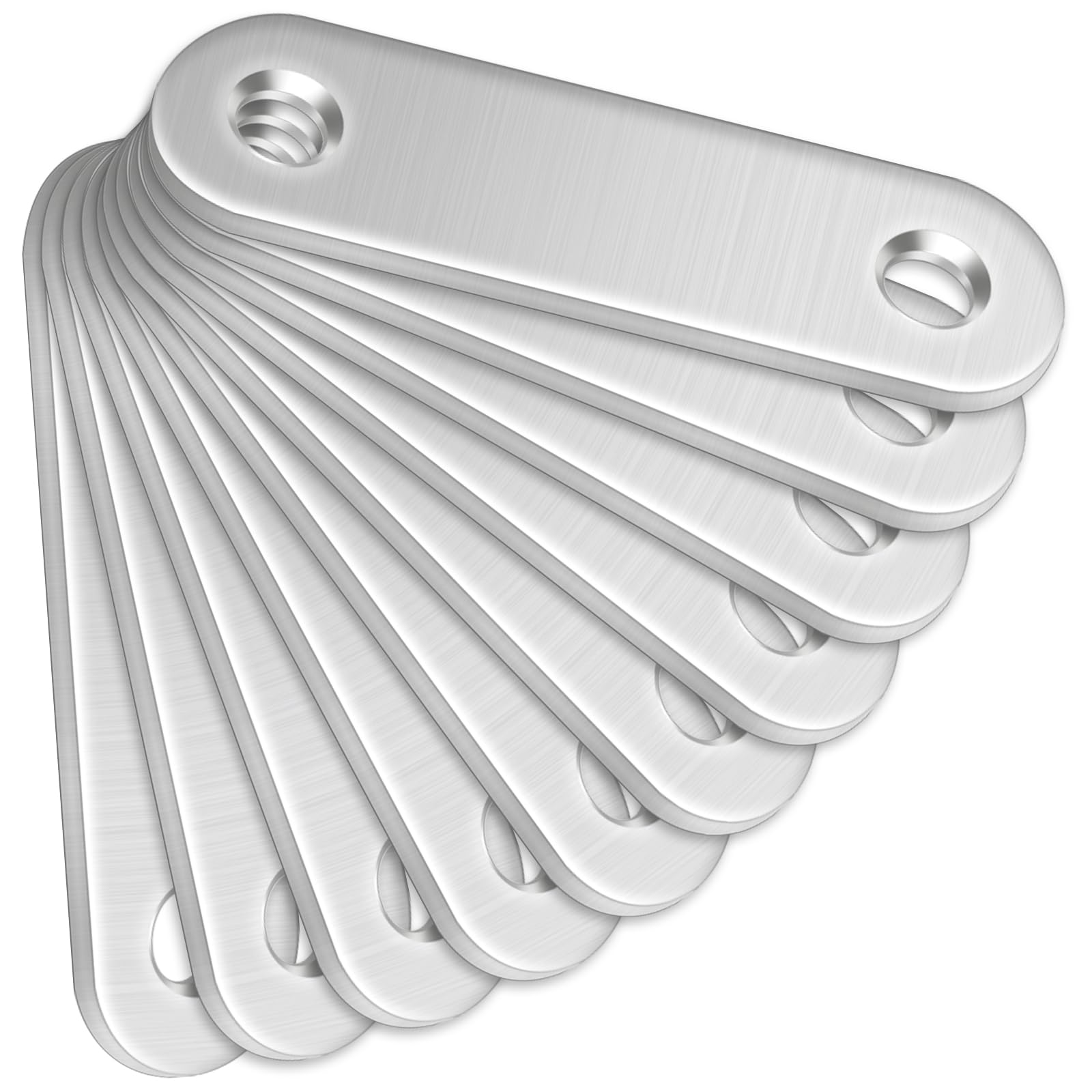 10 Pcs Straight Brackets (60 x 16 x 2mm), Bolatus Stainless Steel Mending Plates Connecting Plates Flat Straight Brace Brackets with Holes Metal Joining Plates for Wood