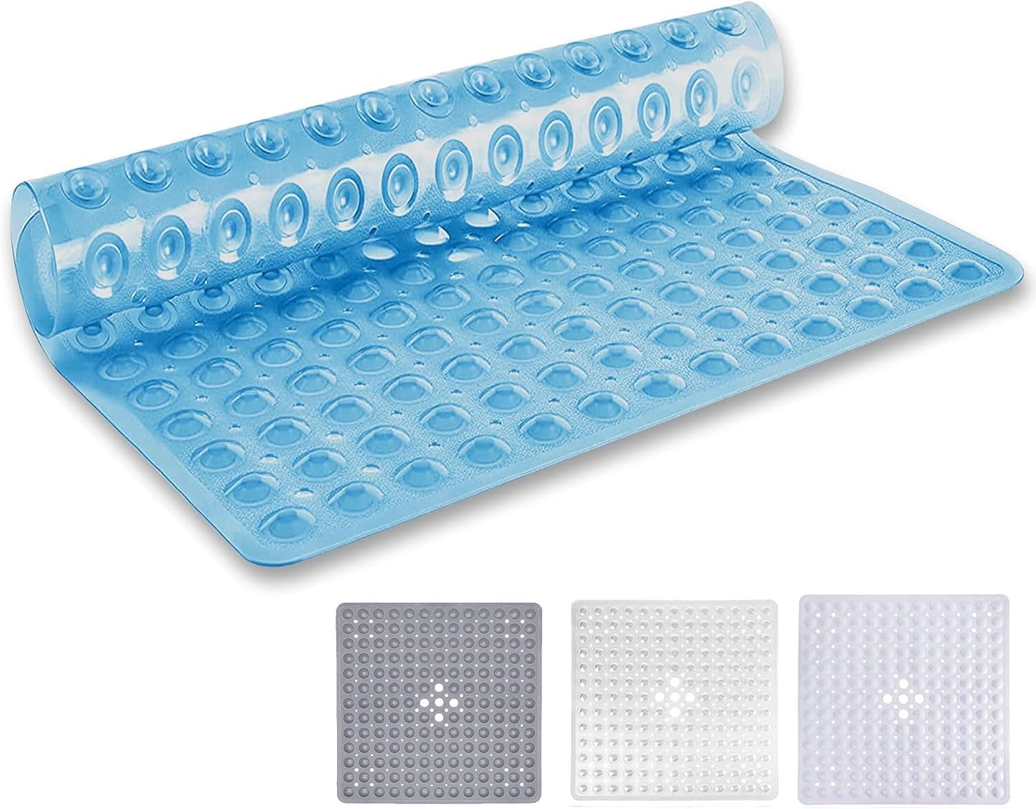 Ameha Square Shower Bath Mat Non Slip Anti Mould - Blue 53x53cm Bathroom Mats with Strong Suction Cups Grip and Drain Holes Shower Mats Machine Washable Bath Mats