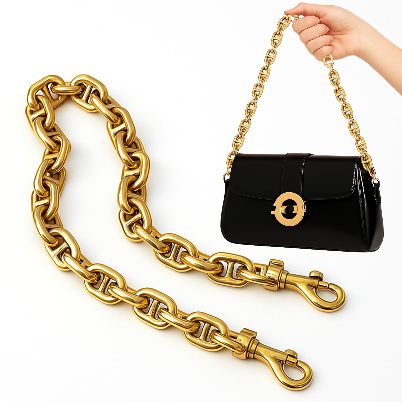 Photo 1 of AIERSA Gold Chain for Purse,18‘’ Purse Chains for Handbags,Chunky Purse Chain,Gold Chain Purse Strap, Antique Gold Bag Chain for Purse Chain Accessories