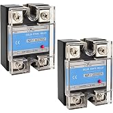 SSR-25DD Solid State Relays (Pack of 2) - DC 3&ndash;32V Input, DC 5&ndash;200V Output, 25A Single Phase for Industrial Automation &amp; Temperature Control
