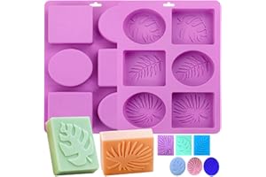 SIQINZONGWA 2-Pack Silicone Soap Molds, Tropical Leaf & Hawaii Style Designs for Handmade Soap Making, Reusable Rectangle & Ellipse Shapes Silicone Molds (Epoxy Resin Compatible)