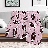 Football Throw Blanket Soft Cute Sport Blankets for Kids Fuzzy Flannel Rugby Game Throw Blankets Football Lover Gifts for Adults Men Women, 50"x60", Pink