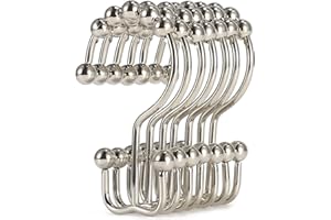 Shower Curtain Hooks, Goowin Shower Curtain Rings, Stainless Steel Shower Curtain Hooks Rust Proof Free Sliding Double Shower