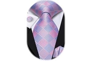 Dubulle Mens Tie Set Solid Paisley Necktie for Men Pocket Square Cufflinks Formal Silk