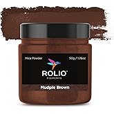 Rolio Premium Mica Powder - Mudpie Brown (50G / 1.76oz) - 1 Jar of Brown Pigment Powder for Epoxy Resin, Dye, Soap Making, Nail Polish, Paint, Candle Making, Bath Bombs, Slime