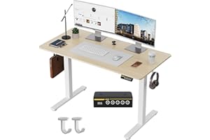 Gamork Electric Standing Desk Adjustable Height 120x60cm (48"x24") Stand Up Desk with Lockable Wheels Ergonomic Sit Stand Des
