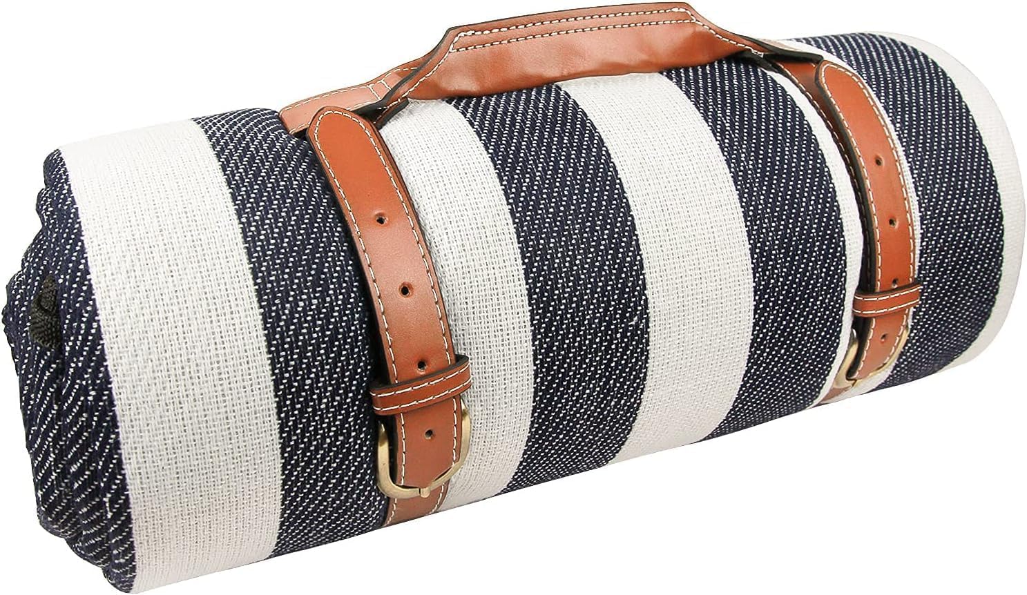 Goodsnetic Picnic Blanket Waterproof,200x200CM Oversized Picnic Mat Sandproof Beach Mat for 6-8 Adults, Large and Thick Gingham Picnic Blanket for Family Outdoor Camping Parties,Blue&White